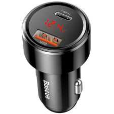 Автомобильное зарядное устройство BASEUS Magic C20C, USB+USB-C, 5A, 45 Вт, черный, дисплей