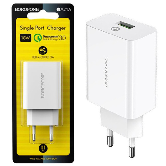 Сетевое зарядное устройство Borofone BA21A QC3.0 charger Белое